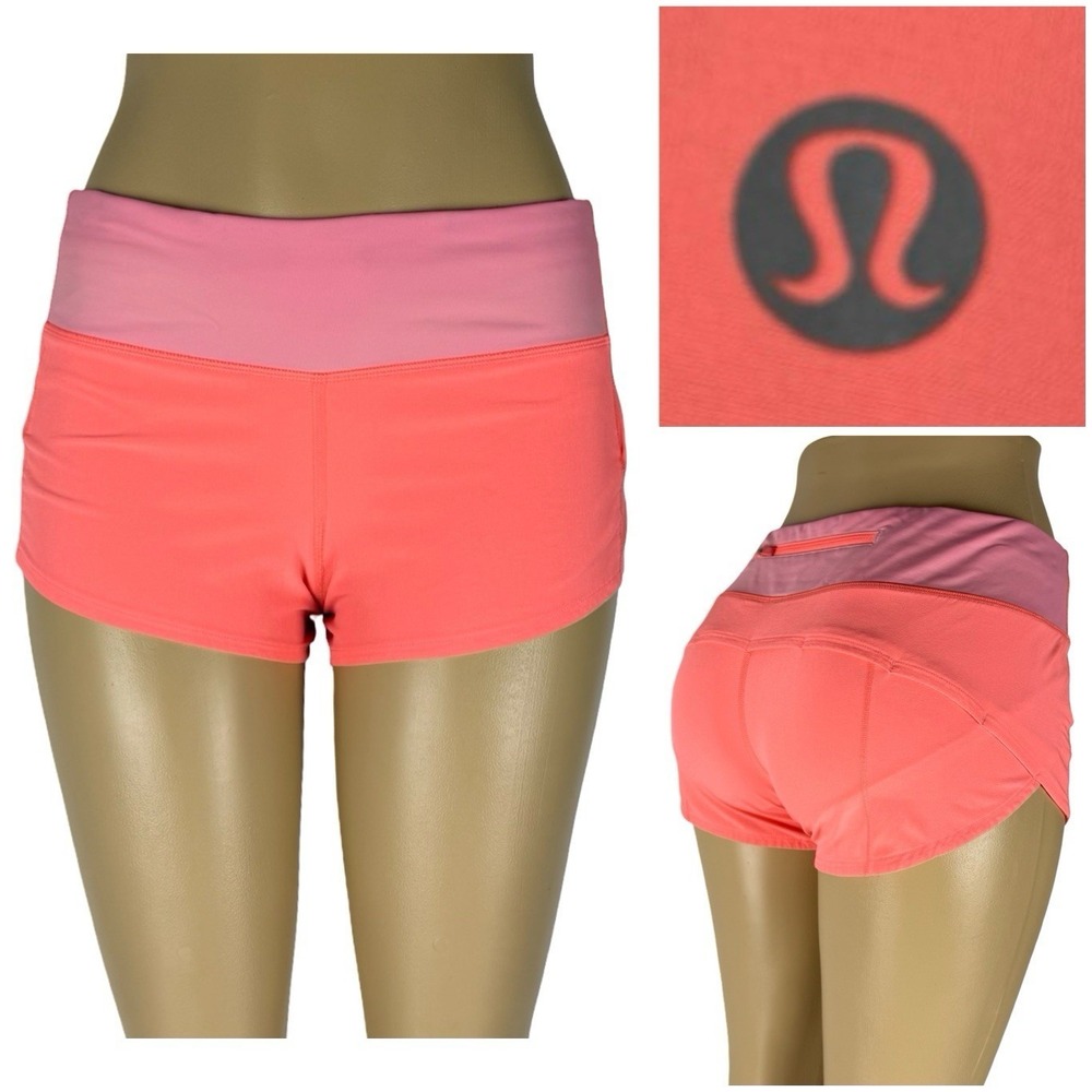 Lululemon Speed Up Womens 4 Shorts Lined 2.5" Athletic Orange Coral Athletic Gym